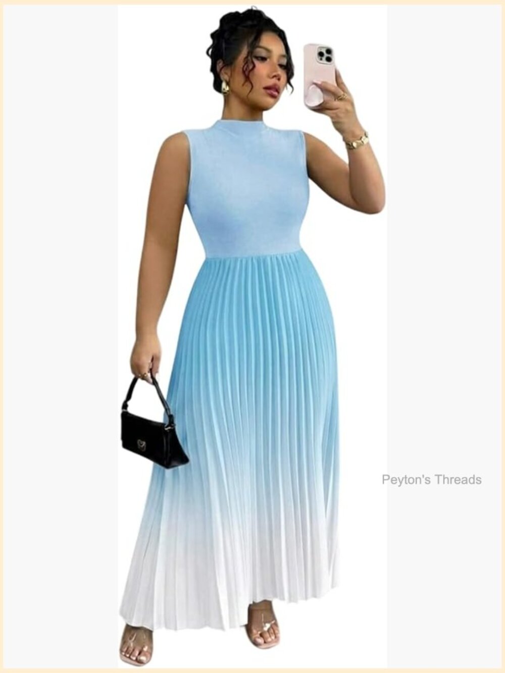 Women's Plus Size Maxi Dress Ombre Pleated A-Line Flowy Evening Party Dress
